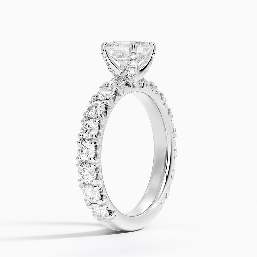 Ellora Three-Quarter Coverage Diamond Ring Platinum Asscher Engagement Ring