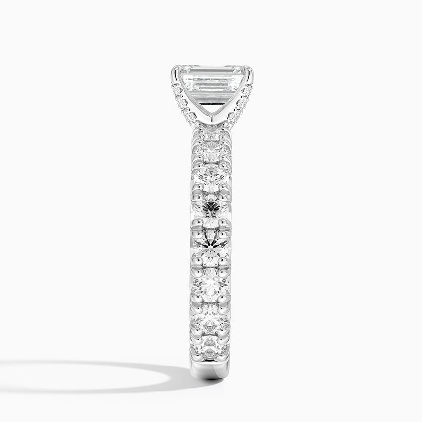 Ellora Three-Quarter Coverage Diamond Ring Platinum Emerald Engagement Ring
