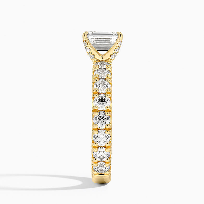Ellora Three-Quarter Coverage Diamond Ring Yellow Gold 18k Emerald Engagement Ring