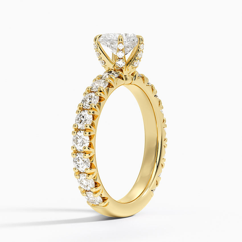 Ellora Three-Quarter Coverage Diamond Ring Yellow Gold 18k Heart Engagement Ring
