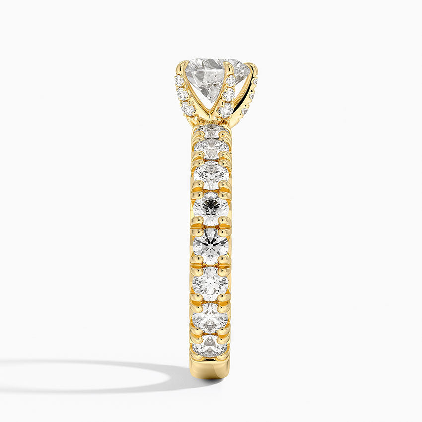 Ellora Three-Quarter Coverage Diamond Ring Yellow Gold 18k Heart Engagement Ring