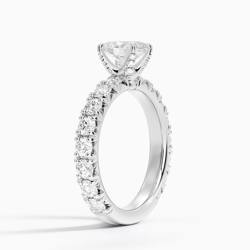 Ellora Three-Quarter Coverage Diamond Ring Platinum Oval Engagement Ring