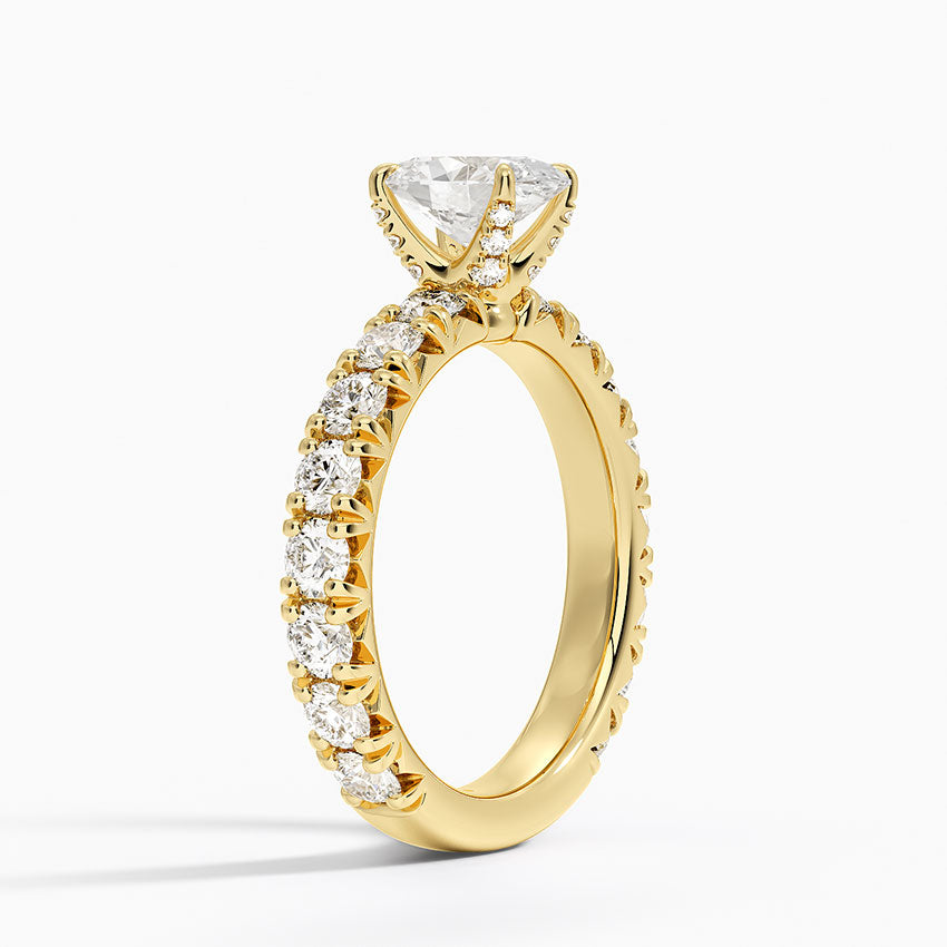 Ellora Three-Quarter Coverage Diamond Ring Yellow Gold 18k Oval Engagement Ring