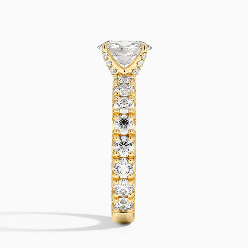 Ellora Three-Quarter Coverage Diamond Ring Yellow Gold 18k Oval Engagement Ring