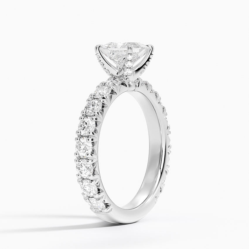 Ellora Three-Quarter Coverage Diamond Ring Platinum Princess Engagement Ring