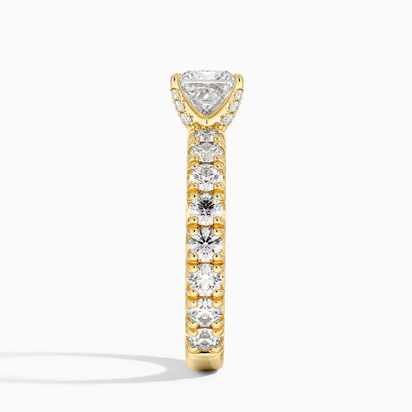 Ellora Three-Quarter Coverage Diamond Ring Yellow Gold 18k Princess Engagement Ring