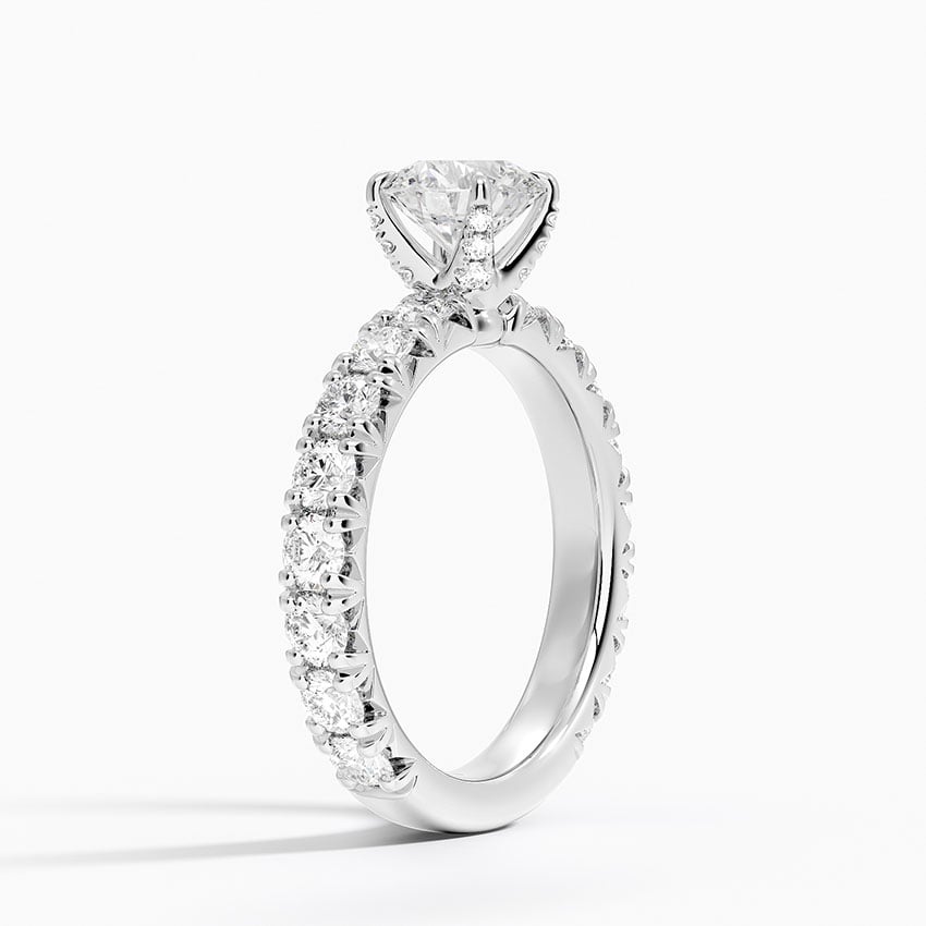Ellora Three-Quarter Coverage Diamond Ring Platinum Round Engagement Ring