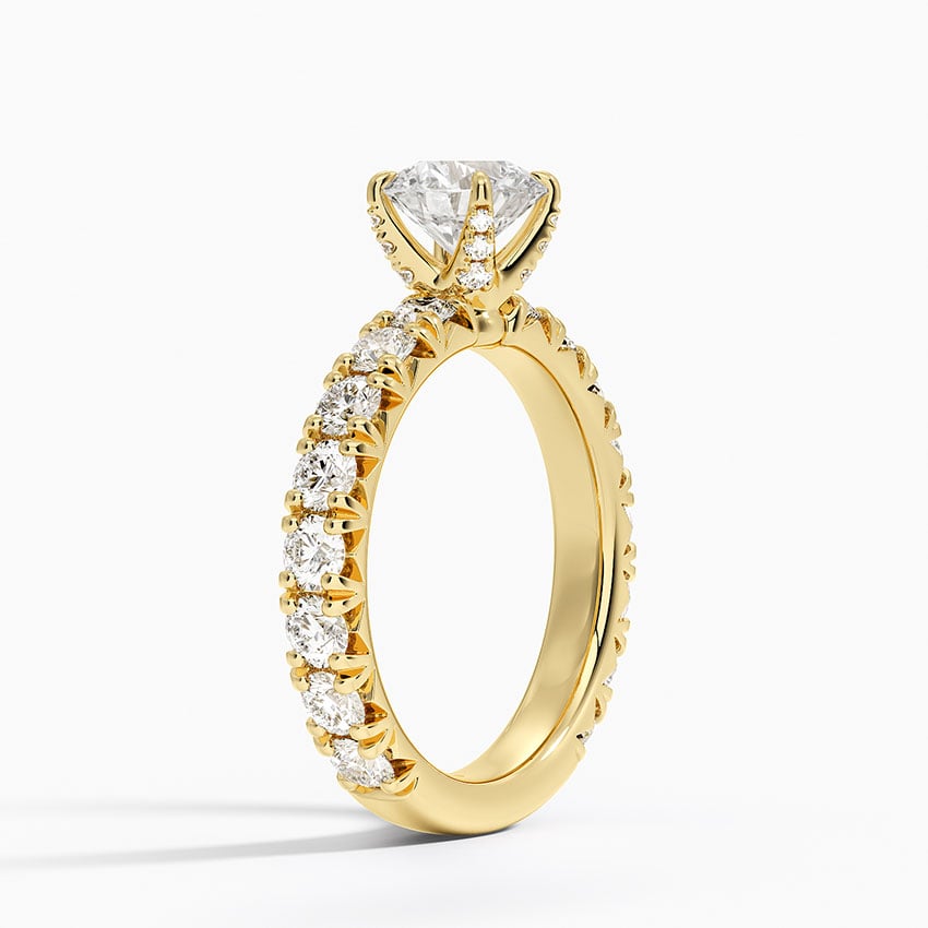 Ellora Three-Quarter Coverage Diamond Ring Yellow Gold 18k Round Engagement Ring