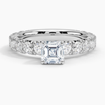 Ellora Three-Quarter Coverage Diamond Ring Platinum Asscher Engagement Ring