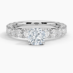Ellora Three-Quarter Coverage Diamond Ring Platinum Cushion Engagement Ring