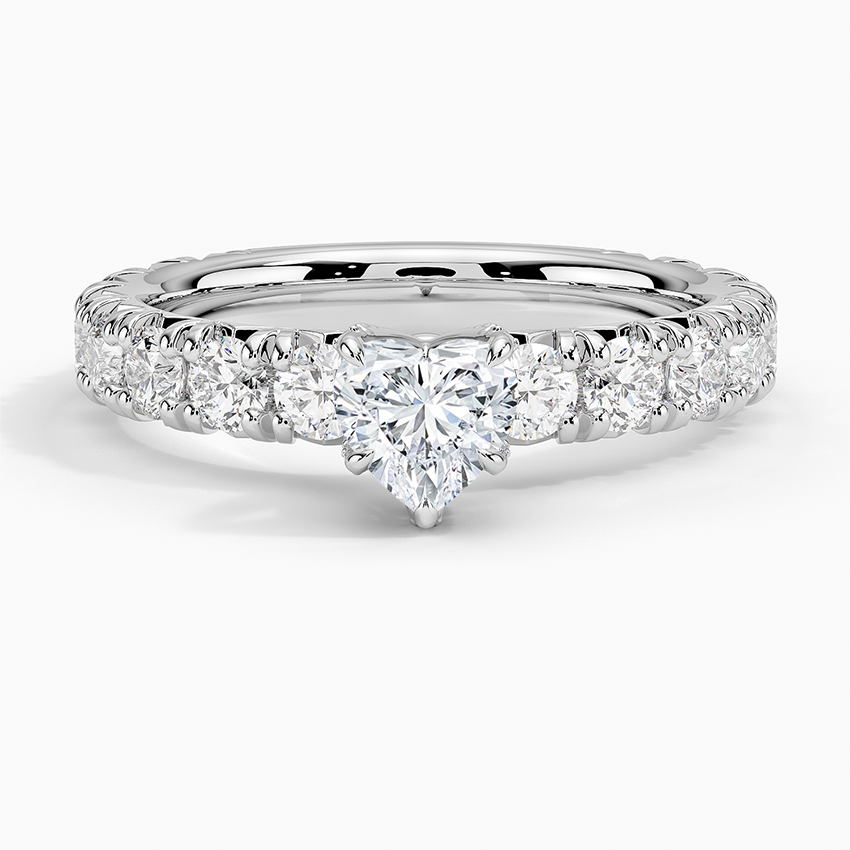 Ellora Three-Quarter Coverage Diamond Ring Platinum Heart Engagement Ring