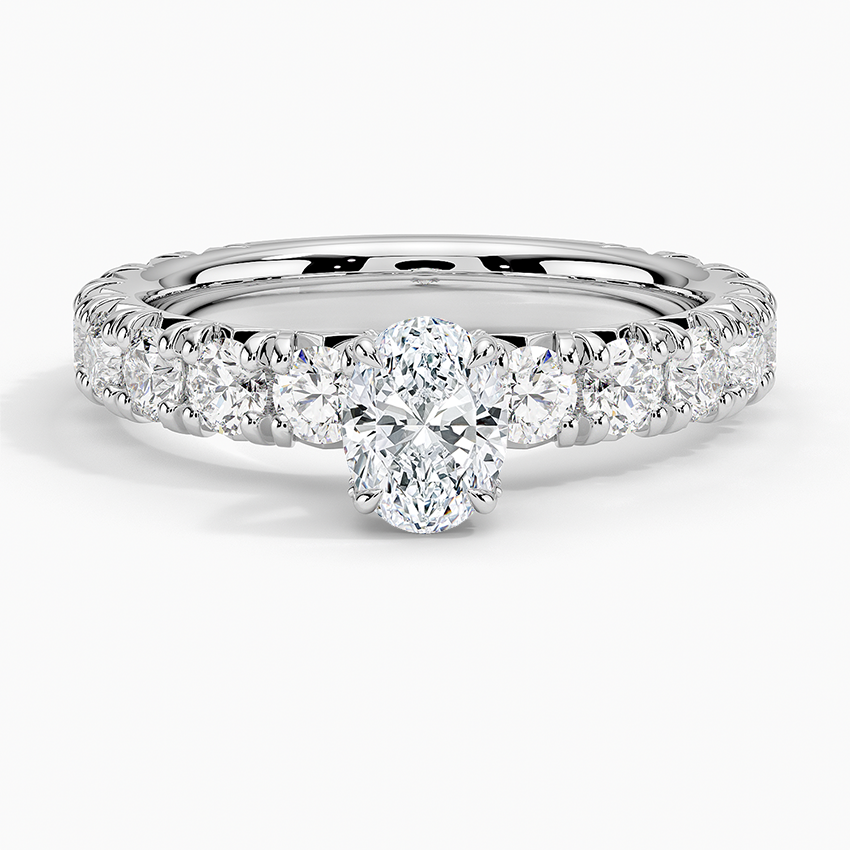 Ellora Three-Quarter Coverage Diamond Ring Platinum Oval Engagement Ring
