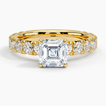 Ellora Three-Quarter Coverage Diamond Ring Yellow Gold 18k Asscher Engagement Ring