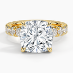 Ellora Three-Quarter Coverage Diamond Ring Yellow Gold 18k Cushion Engagement Ring