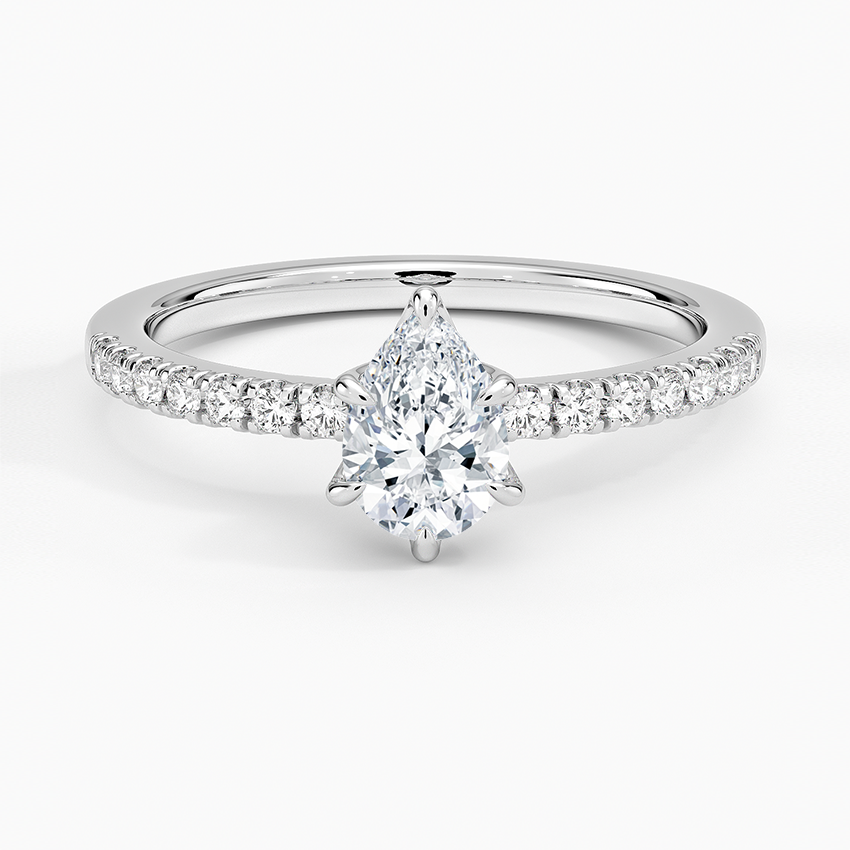 Bliss Six-Prong Diamond Ring (1/6 ct. tw.) Platinum Pear Engagement Ring