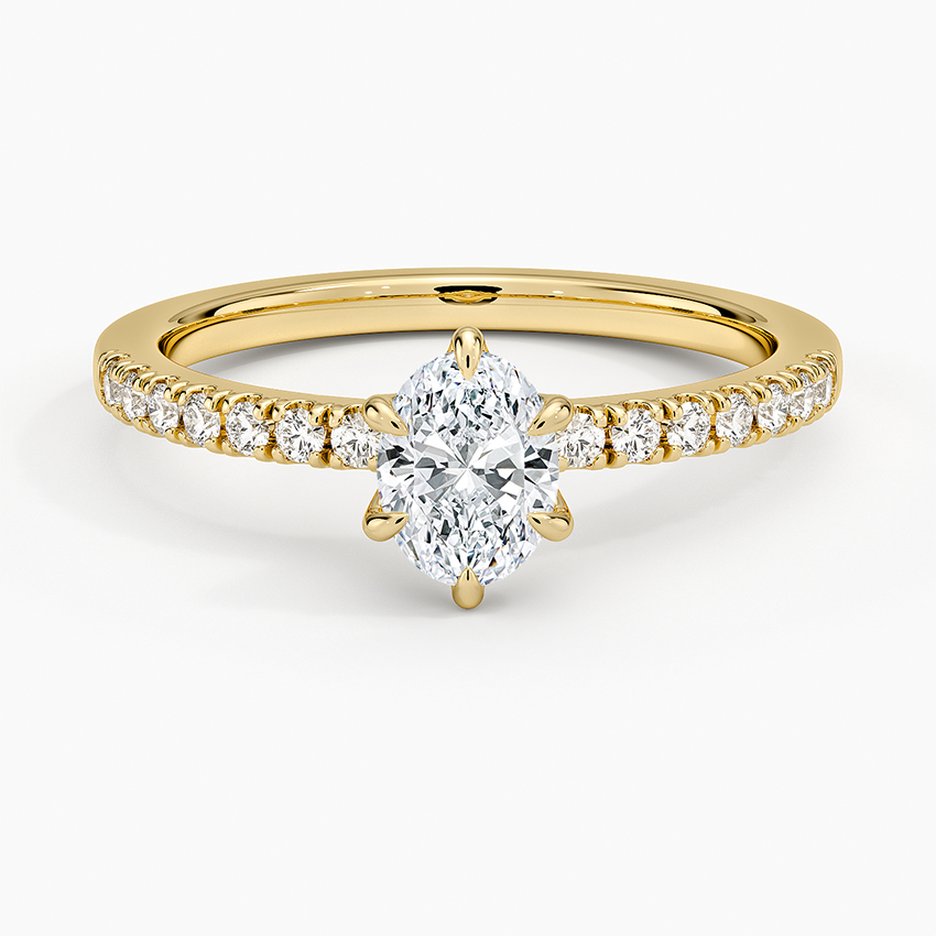 Bliss Six-Prong Diamond Ring (1/6 ct. tw.) Yellow Gold 18k Oval Engagement Ring