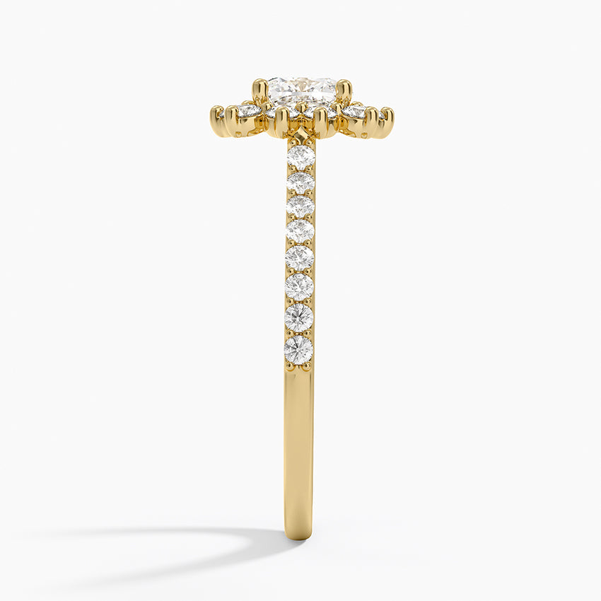 Luxe Sunburst Halo Diamond Ring (1/2 ct. tw.) Yellow Gold 18k Cushion Engagement Ring