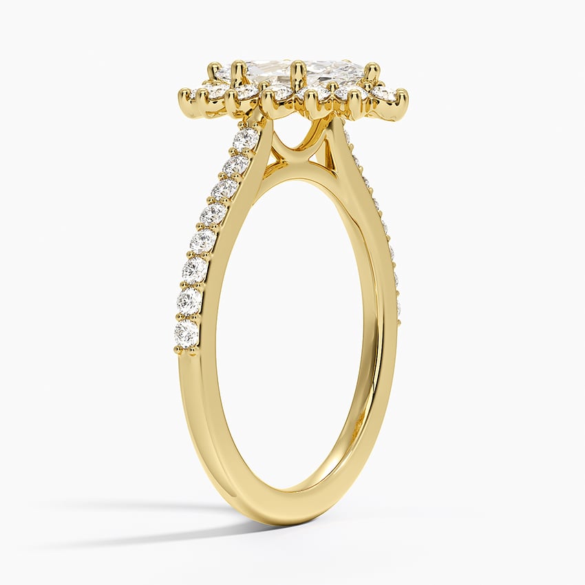 Luxe Sunburst Halo Diamond Ring (1/2 ct. tw.) Yellow Gold 18k Marquise Engagement Ring
