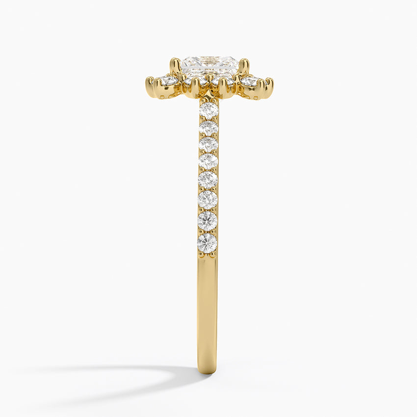 Luxe Sunburst Halo Diamond Ring (1/2 ct. tw.) Yellow Gold 18k Princess Engagement Ring
