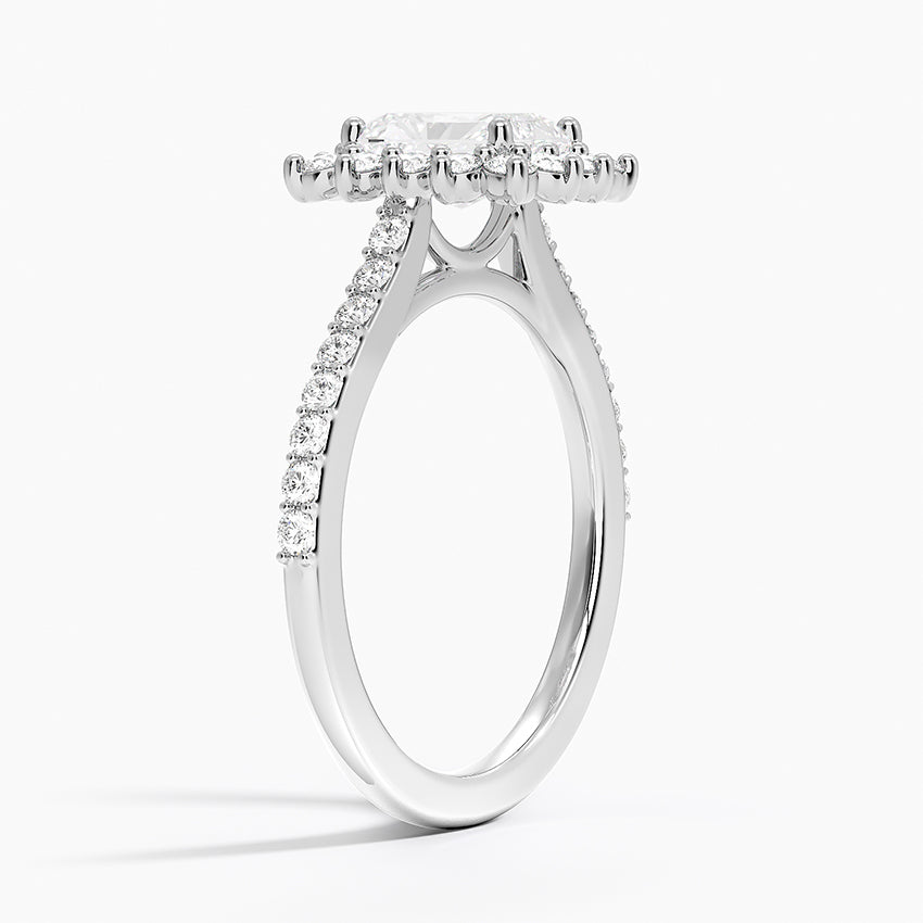 Luxe Sunburst Halo Diamond Ring (1/2 ct. tw.) Platinum Radiant Engagement Ring
