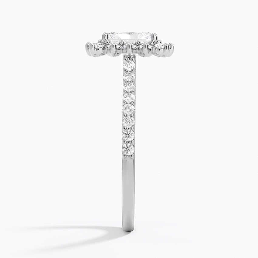 Luxe Sunburst Halo Diamond Ring (1/2 ct. tw.) Platinum Radiant Engagement Ring