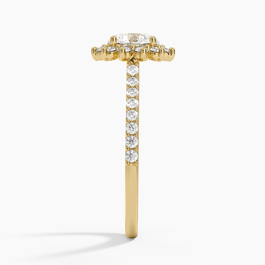 Luxe Sunburst Halo Diamond Ring (1/2 ct. tw.) Yellow Gold 18k Round Engagement Ring