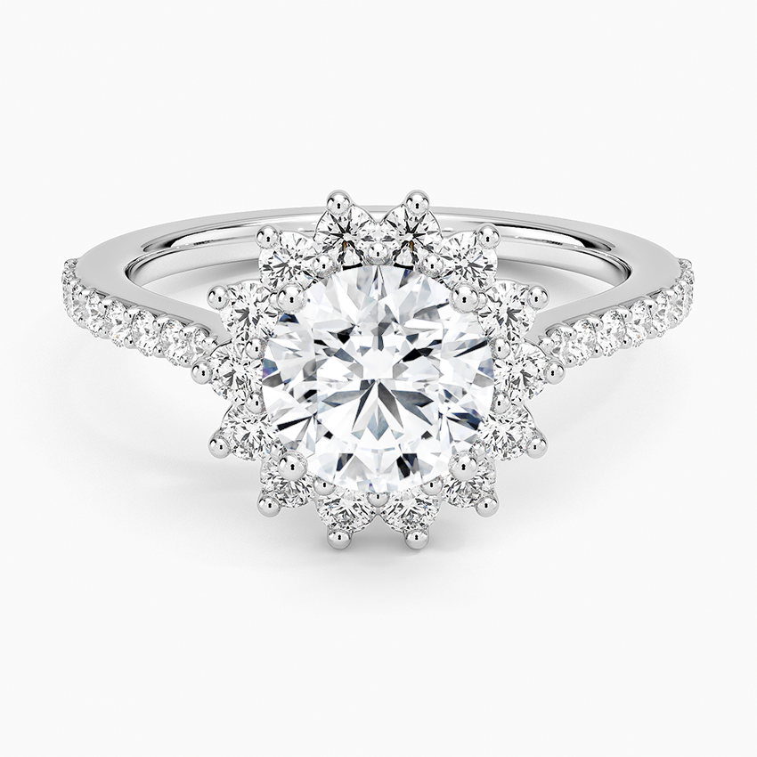 Luxe Sunburst Halo Diamond Ring (1/2 ct. tw.) Platinum Round Engagement Ring