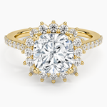Luxe Sunburst Halo Diamond Ring (1/2 ct. tw.) Yellow Gold 18k Cushion Engagement Ring