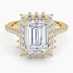 Luxe Sunburst Halo Diamond Ring (1/2 ct. tw.) Yellow Gold 18k Emerald Engagement Ring