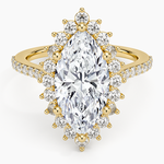 Luxe Sunburst Halo Diamond Ring (1/2 ct. tw.) Yellow Gold 18k Marquise Engagement Ring