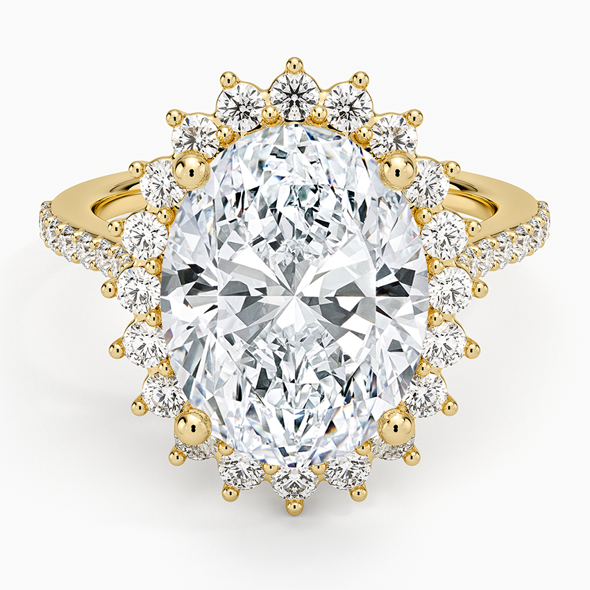 Luxe Sunburst Halo Diamond Ring (1/2 ct. tw.) Yellow Gold 18k Oval Engagement Ring