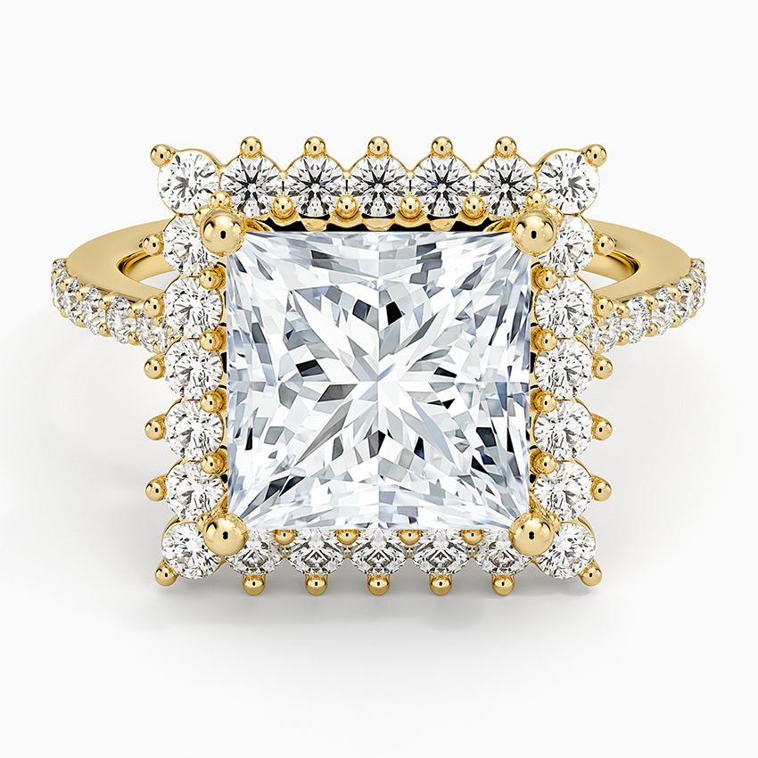 Luxe Sunburst Halo Diamond Ring (1/2 ct. tw.) Yellow Gold 18k Princess Engagement Ring