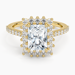 Luxe Sunburst Halo Diamond Ring (1/2 ct. tw.) Yellow Gold 18k Radiant Engagement Ring
