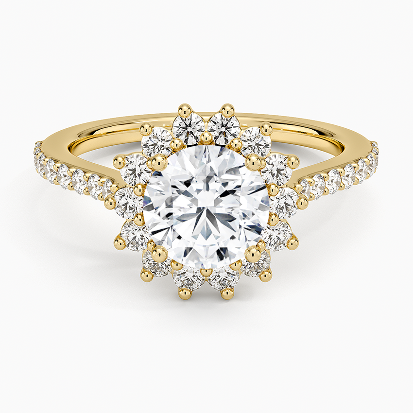 Luxe Sunburst Halo Diamond Ring (1/2 ct. tw.) Yellow Gold 18k Round Engagement Ring