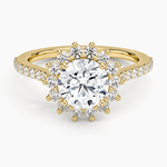 Luxe Sunburst Halo Diamond Ring (1/2 ct. tw.) Yellow Gold 18k Round Engagement Ring