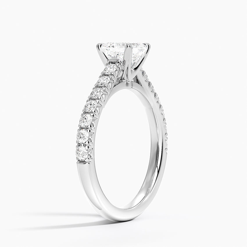 Sienna Half Coverage Diamond Ring Platinum Asscher Engagement Ring