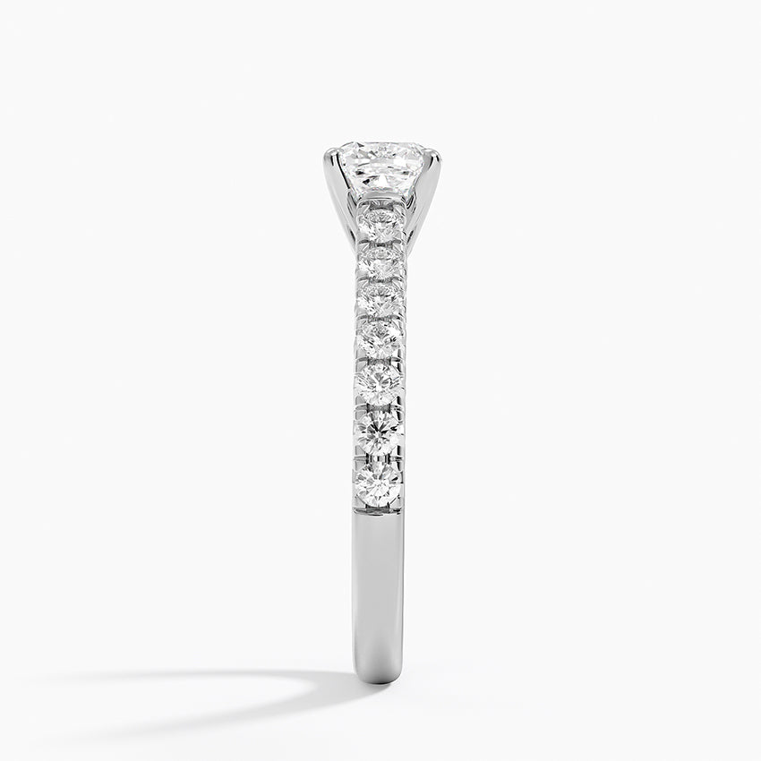 Sienna Half Coverage Diamond Ring Platinum Cushion Engagement Ring