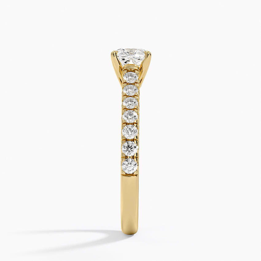 Sienna Half Coverage Diamond Ring Yellow Gold 18k Cushion Engagement Ring