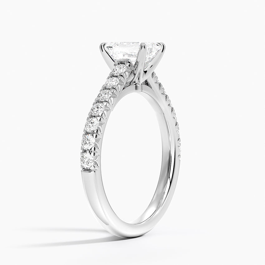 Sienna Half Coverage Diamond Ring Platinum Emerald Engagement Ring