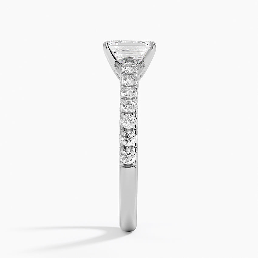 Sienna Half Coverage Diamond Ring Platinum Emerald Engagement Ring
