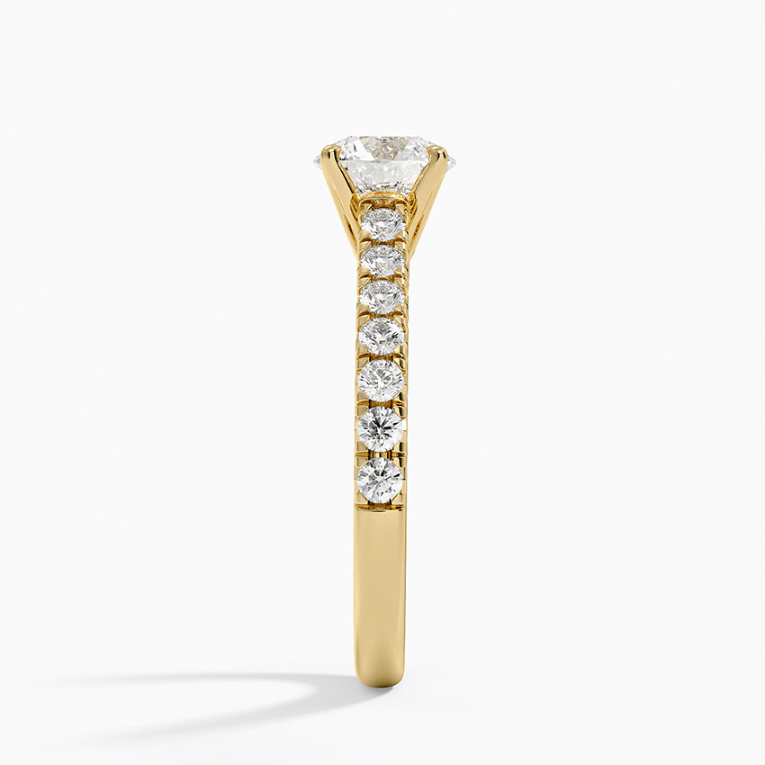 Sienna Half Coverage Diamond Ring Yellow Gold 18k Round Engagement Ring