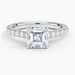 Sienna Half Coverage Diamond Ring Platinum Asscher Engagement Ring