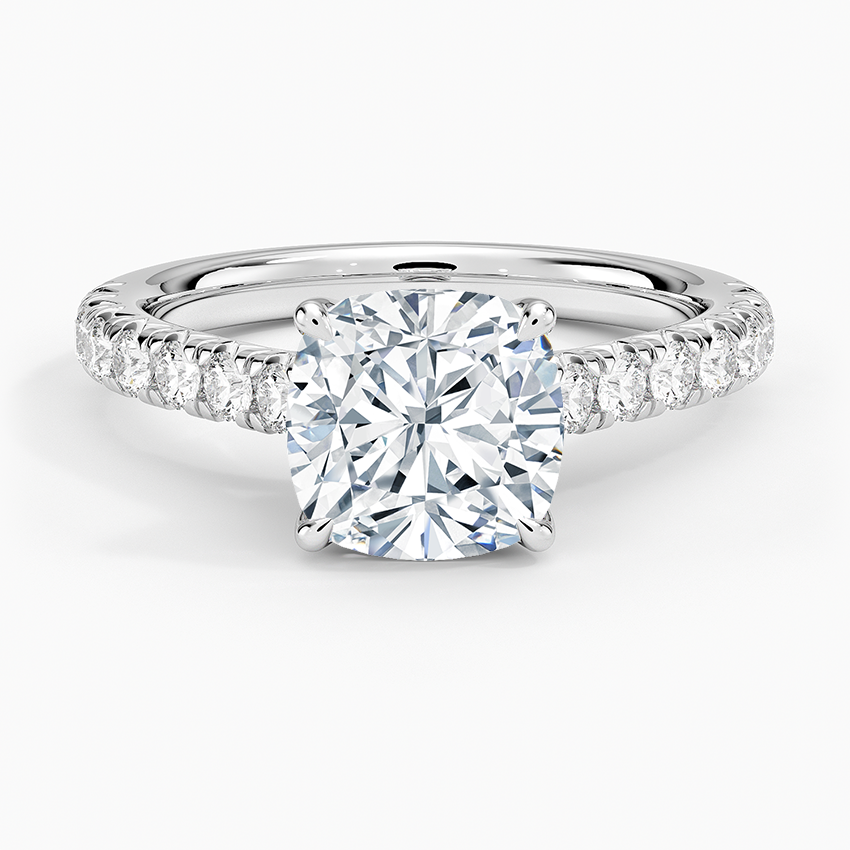 Sienna Half Coverage Diamond Ring Platinum Cushion Engagement Ring