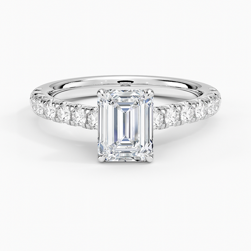 Sienna Half Coverage Diamond Ring Platinum Emerald Engagement Ring