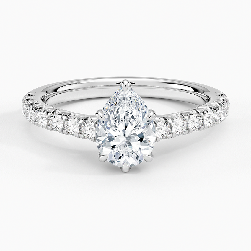Sienna Half Coverage Diamond Ring Platinum Pear Engagement Ring
