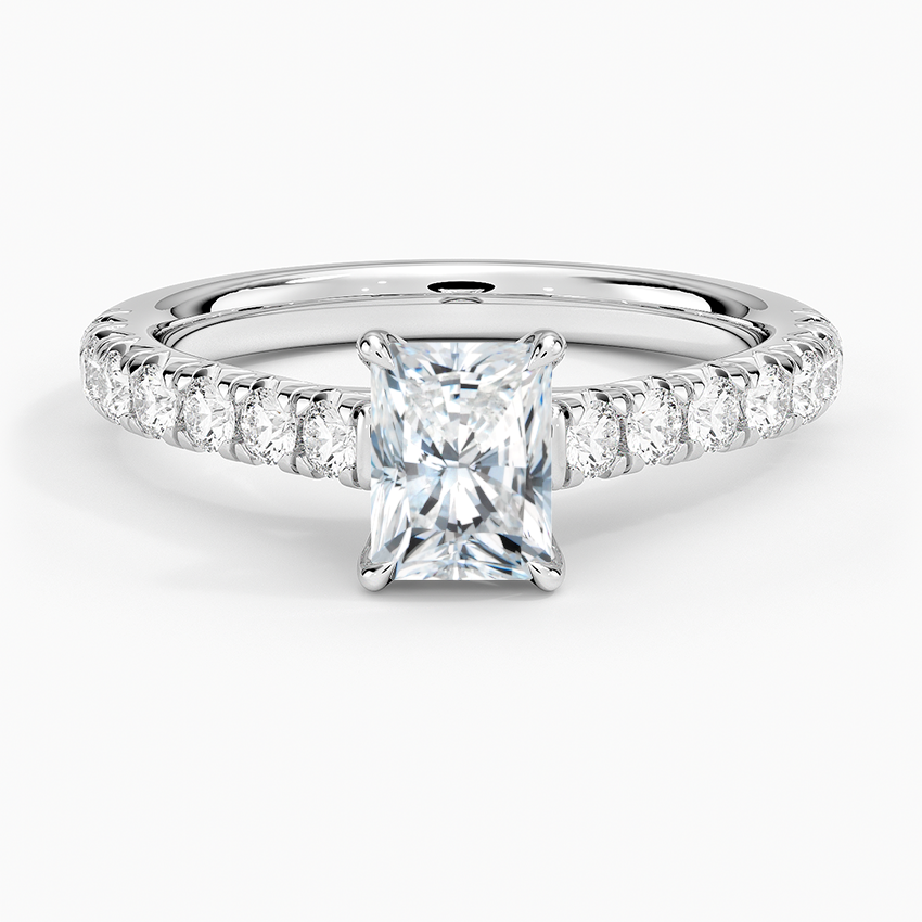 Sienna Half Coverage Diamond Ring Platinum Radiant Engagement Ring