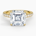 Sienna Half Coverage Diamond Ring Yellow Gold 18k Asscher Engagement Ring