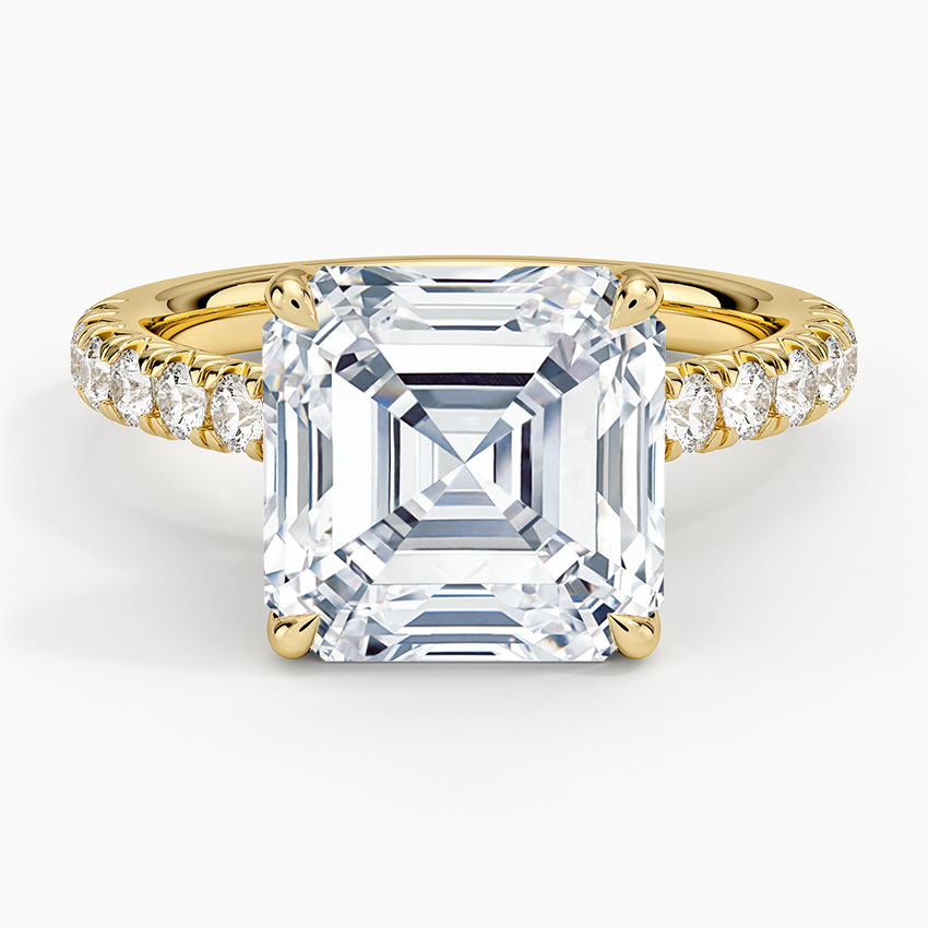 Sienna Half Coverage Diamond Ring Yellow Gold 18k Asscher Engagement Ring