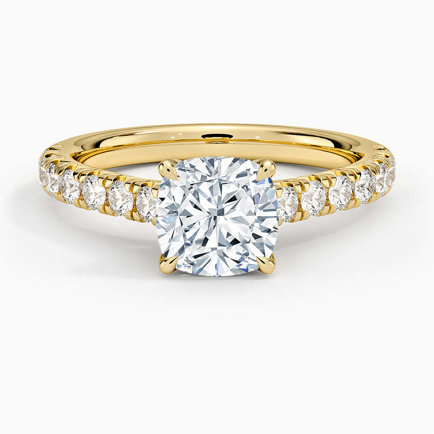 Sienna Half Coverage Diamond Ring Yellow Gold 18k Cushion Engagement Ring