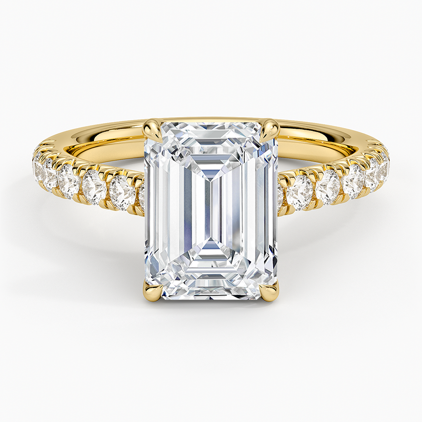 Sienna Half Coverage Diamond Ring Yellow Gold 18k Emerald Engagement Ring